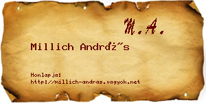 Millich András névjegykártya
